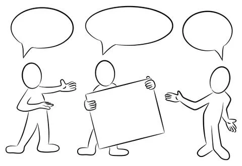 Cartoon people with speech bubbles presenting Stock Illustration