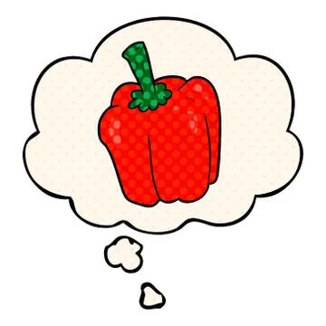 Cartoon pepper and thought bubble in comic book style Stock Illustration