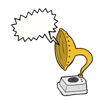 Cartoon phonograph with speech bubble Stock Illustration