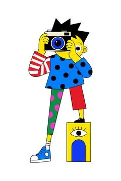 Cartoon Photographer with Camera Stock Illustration