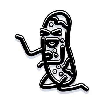 Cartoon pickle character posing showing action Stock Illustration
