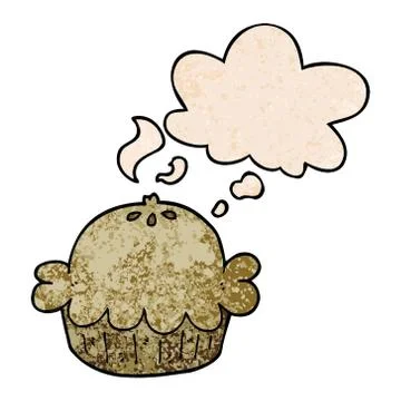 Cartoon pie and thought bubble in grunge texture pattern style Stock Illustration