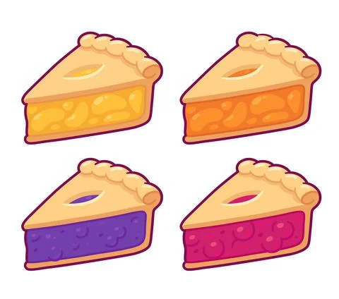 Cartoon pie slices set Stock Illustration