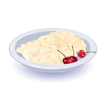 Cartoon pierogi with cherry Stock Illustration