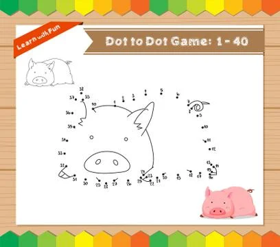 Cartoon Pig. Dot to dot educational game for kids Stock Illustration