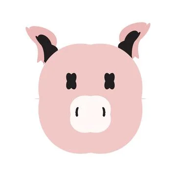 Cartoon pig head icon. Vector animal clip art Stock Illustration