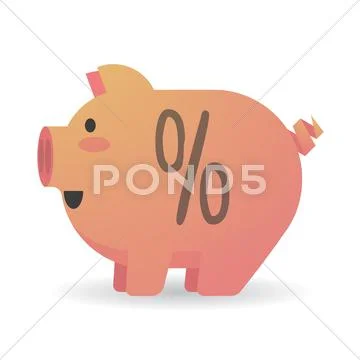 Cartoon pig with a percentage sign Stock Illustration