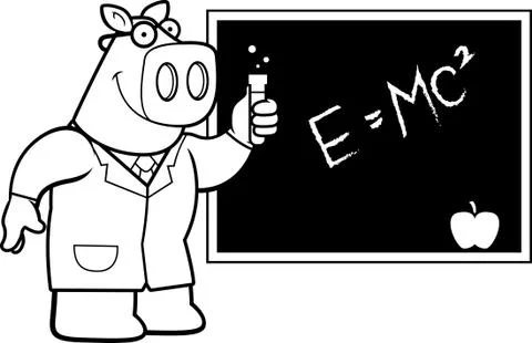 Cartoon Pig Scientist Stock Illustration