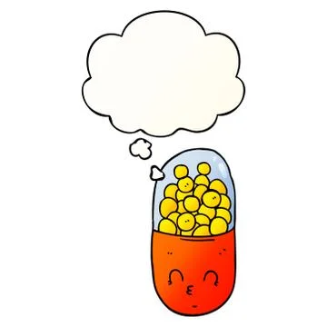 Cartoon pill and thought bubble in smooth gradient style 스톡 일러스트