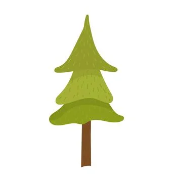Cartoon pine tree with a simple design, hand-drawn style. Nature, environment Stock Illustration