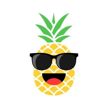Cartoon pineapple in glasses. Stock Illustration