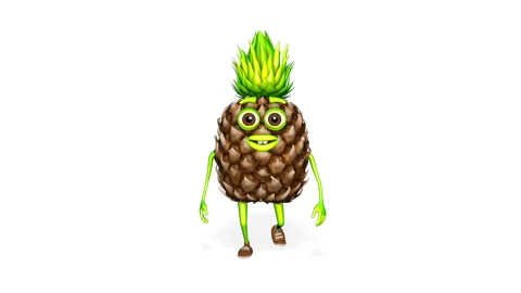 Cartoon Pineapple Walk Loop on White Background Stock Footage 150788334