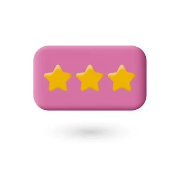 Cartoon pink button with stars. Game or application interface. Ranking concept Illustrazione stock