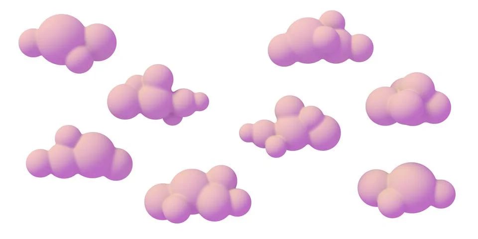 Cartoon pink clouds on a colored background. Bright abstract illustration o.. Stock Illustration