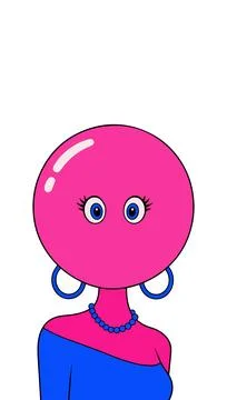 Cartoon Pink Head Character Stock Illustration
