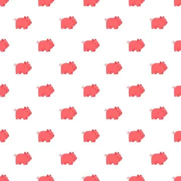 Cartoon pink pigs seamless pattern with white background Stock-Illustration