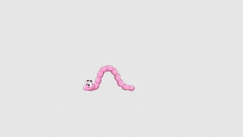 Cartoon Pink worm Stock Footage 136689015