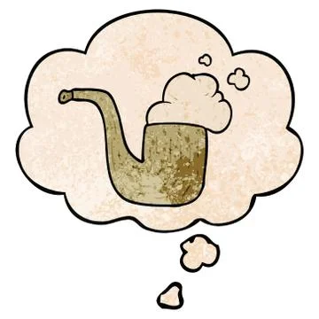 Cartoon pipe and thought bubble in grunge texture pattern style 스톡 일러스트