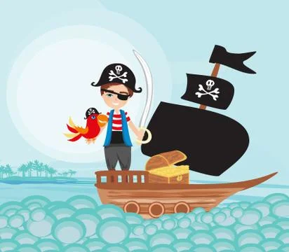 Cartoon pirate boy Illustrazione stock