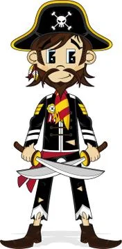 Cartoon Pirate Captain Illustrazione stock