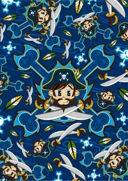 Cartoon Pirate Captain Pattern Stock-Illustration
