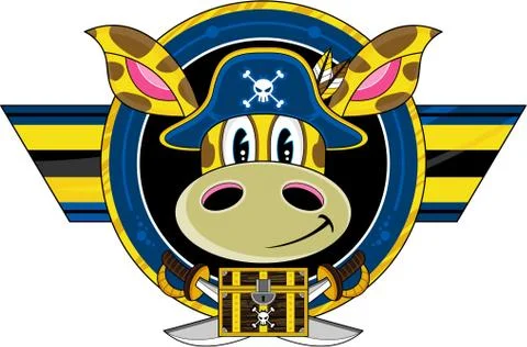 Cartoon Pirate Giraffe Stock Illustration