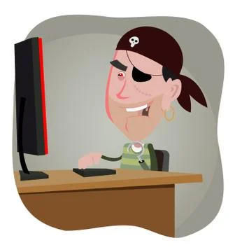 Cartoon pirate hacker Illustrazione stock