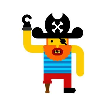 Cartoon pirate isolated. Eye patch filibuster vector illustration Stock Illustration