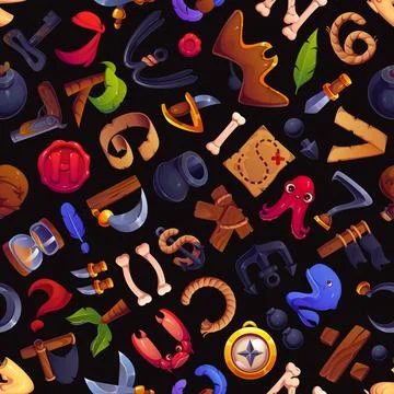 Cartoon pirate letters seamless pattern イラスト素材