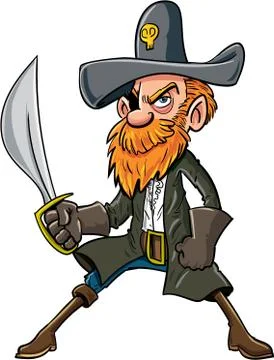 Cartoon pirate with a sabre Stock Illustration
