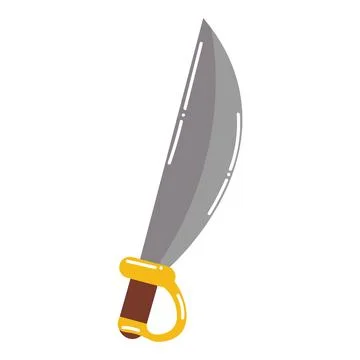 Cartoon pirate sword in  flat style. Pirate saber for attacking other ships. Stock Illustration