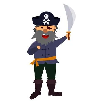 Cartoon pirate, vector isolated on white background Stock Illustration