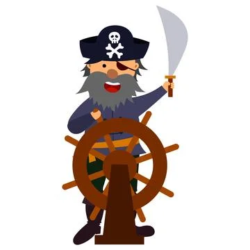 Cartoon pirate, vector isolated on white background Stock Illustration
