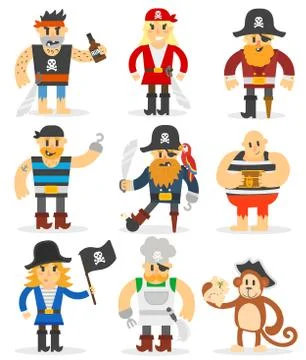 Cartoon pirates vector set Stockillustratie