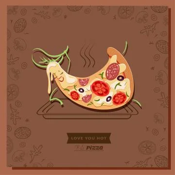 Cartoon pizza character slice Stock Illustration
