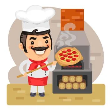 Cartoon Pizza Chef Stock Illustration