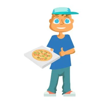 Cartoon pizza delivery guy. Vector Stock Illustration