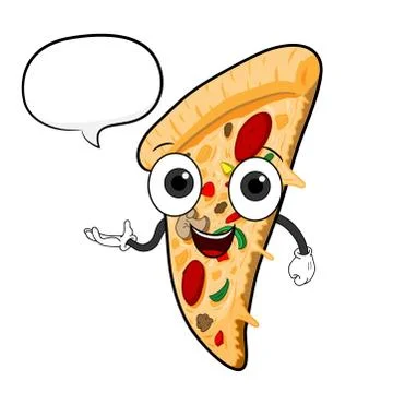 Cartoon Pizza With Narration Bubble Stock Illustration