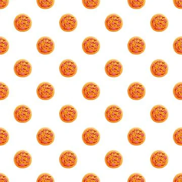 Cartoon pizza pattern creating delicious food background Stock Illustration