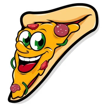 Cartoon pizza slice character. Vector illustration Stock Illustration