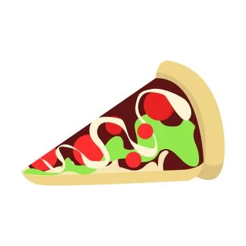 Cartoon Pizza Slice Vector Illustration Graphic Stock Illustration