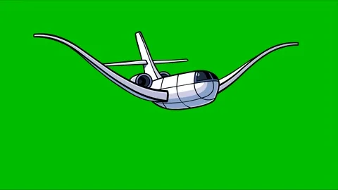 Cartoon plane flies flapping its wings like a bird on a green background 動画素材 244990513