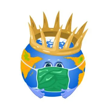 Cartoon planet with crown Stock Illustration