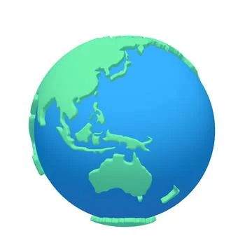 Cartoon planet Earth 3d render icon on white background Stock Illustration