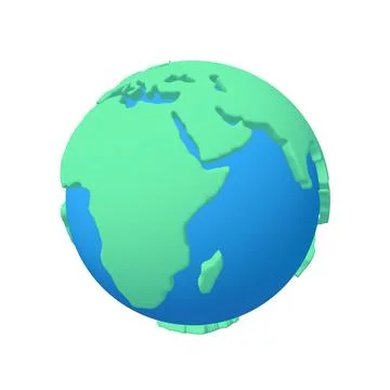 Cartoon planet Earth 3d render icon on white background Illustrazione stock