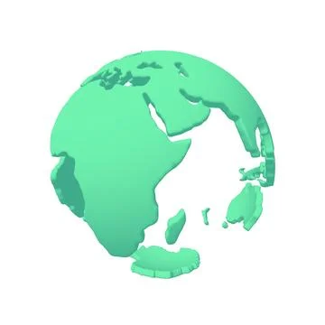 Cartoon planet Earth 3d render icon on white background Stock Illustration