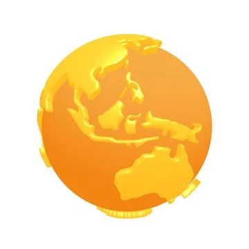 Cartoon planet Earth 3d render icon on white background Stock Illustration