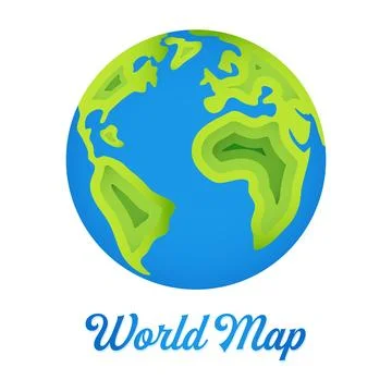 Cartoon planet Earth 3d vector icon on white background Stock Illustration