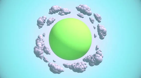 Cartoon planet with flying clouds Stock Footage 58017697