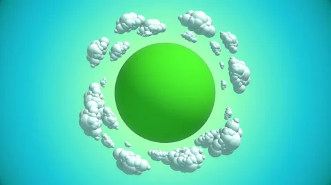 Cartoon planet with flying clouds Stock Footage 58017807